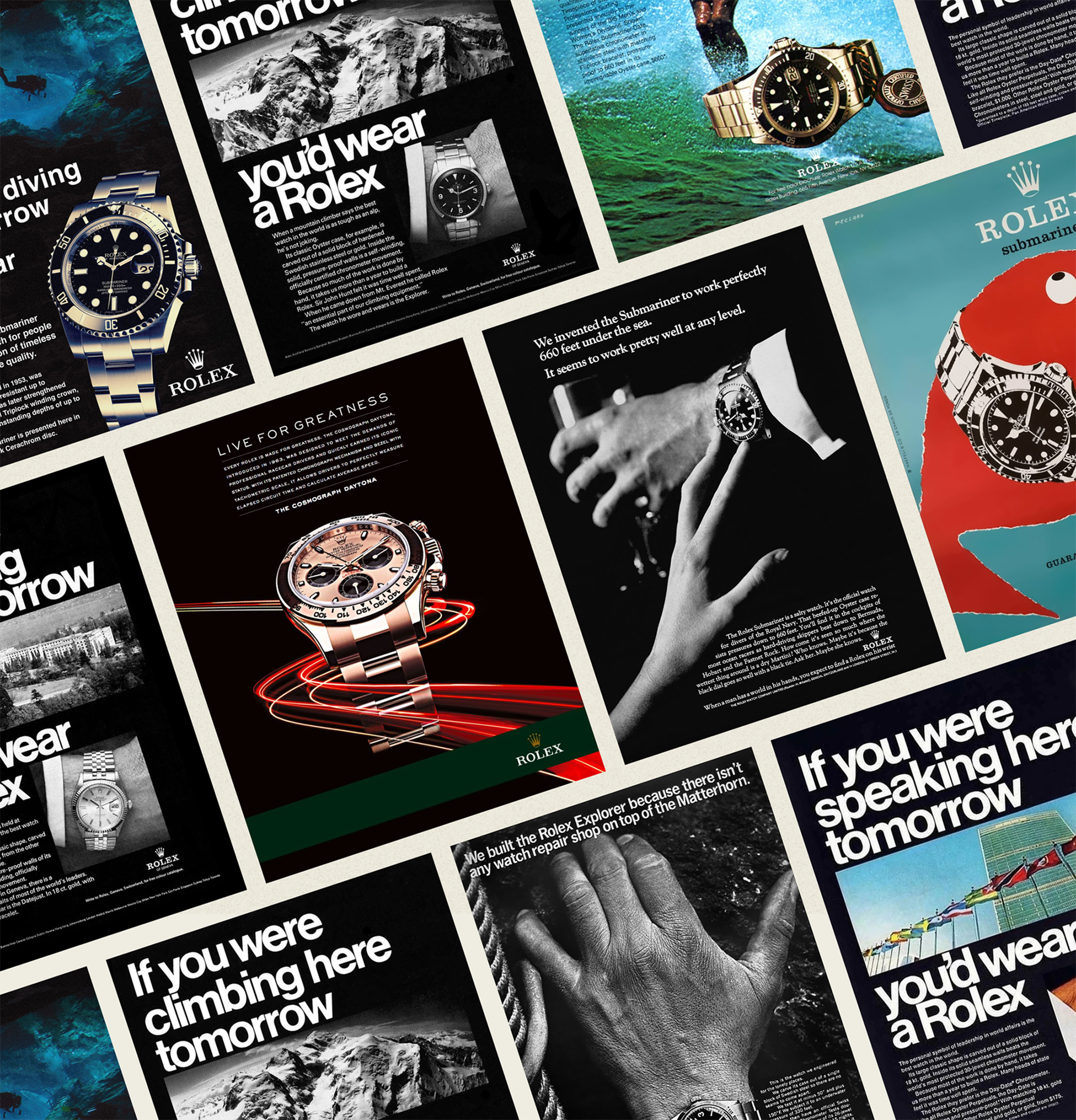 Featuring iconic Rolex Ads from the past