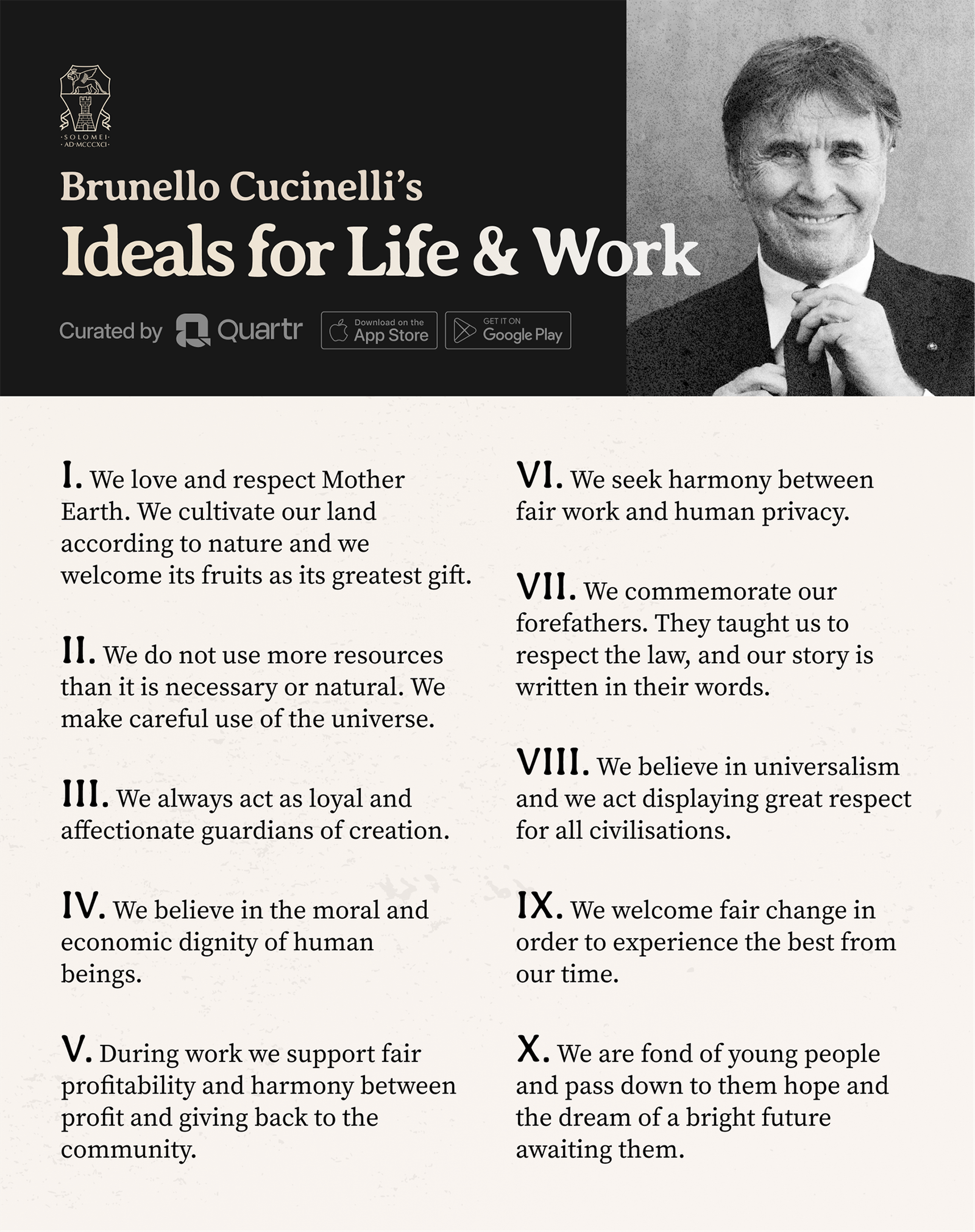 Brunello Cucinelli’s Ten Ideals for Life and Work