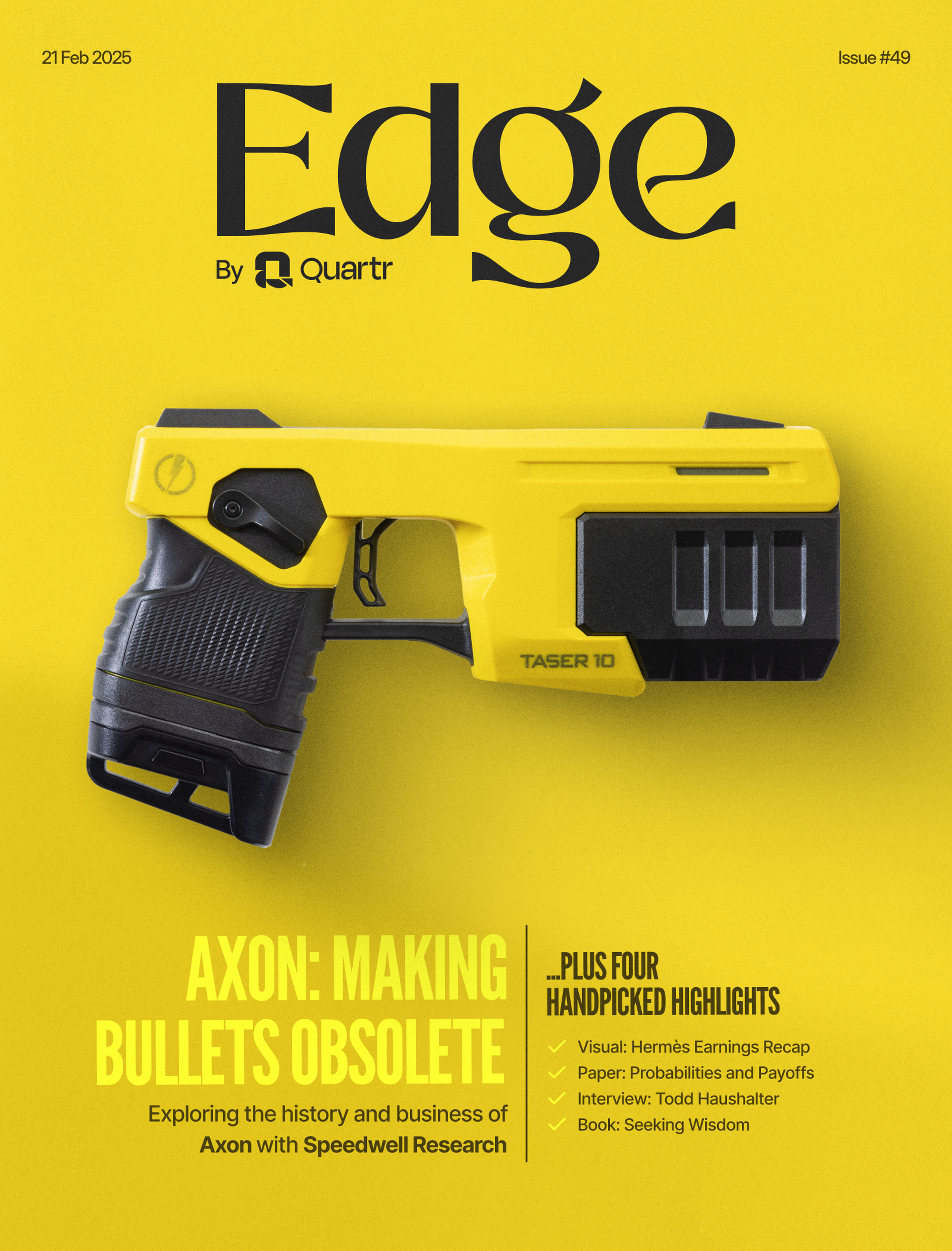 Edge Cover of issue #49: Axon – Making Bullets Obsolete