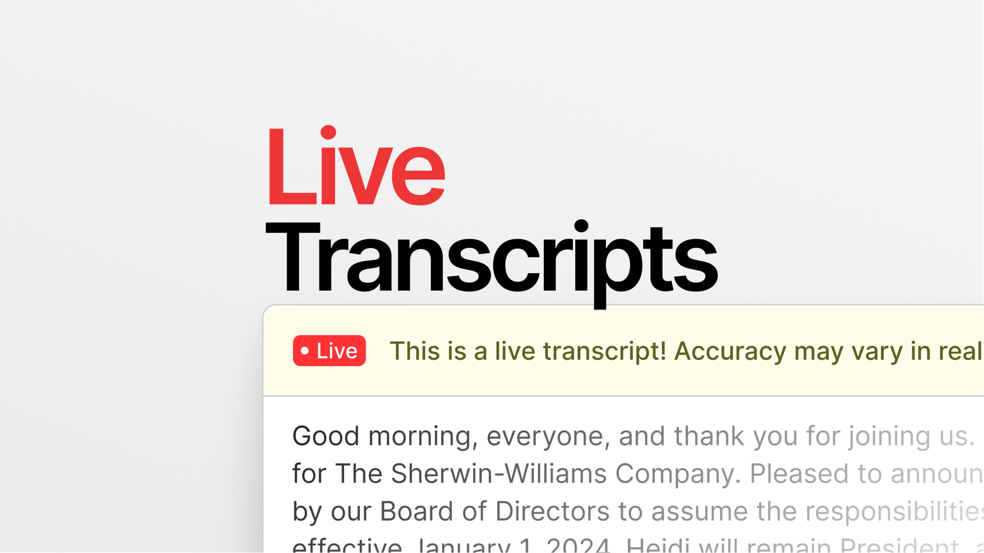 Live Transcripts