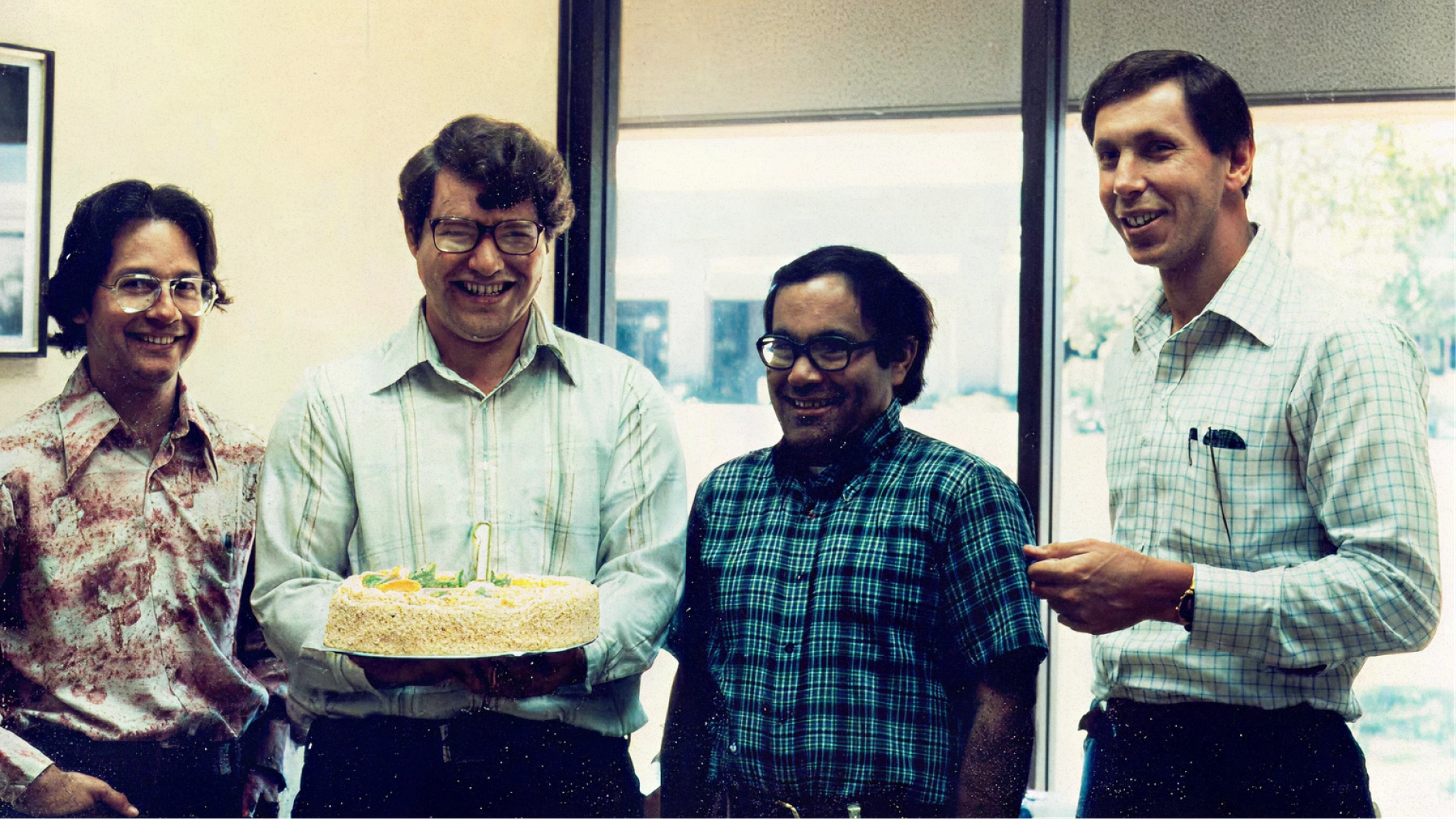 Oracle's co-founders and first hire, from left to right: Ed Oates, Bruce Scott, Bob Miner, and Larry Ellison