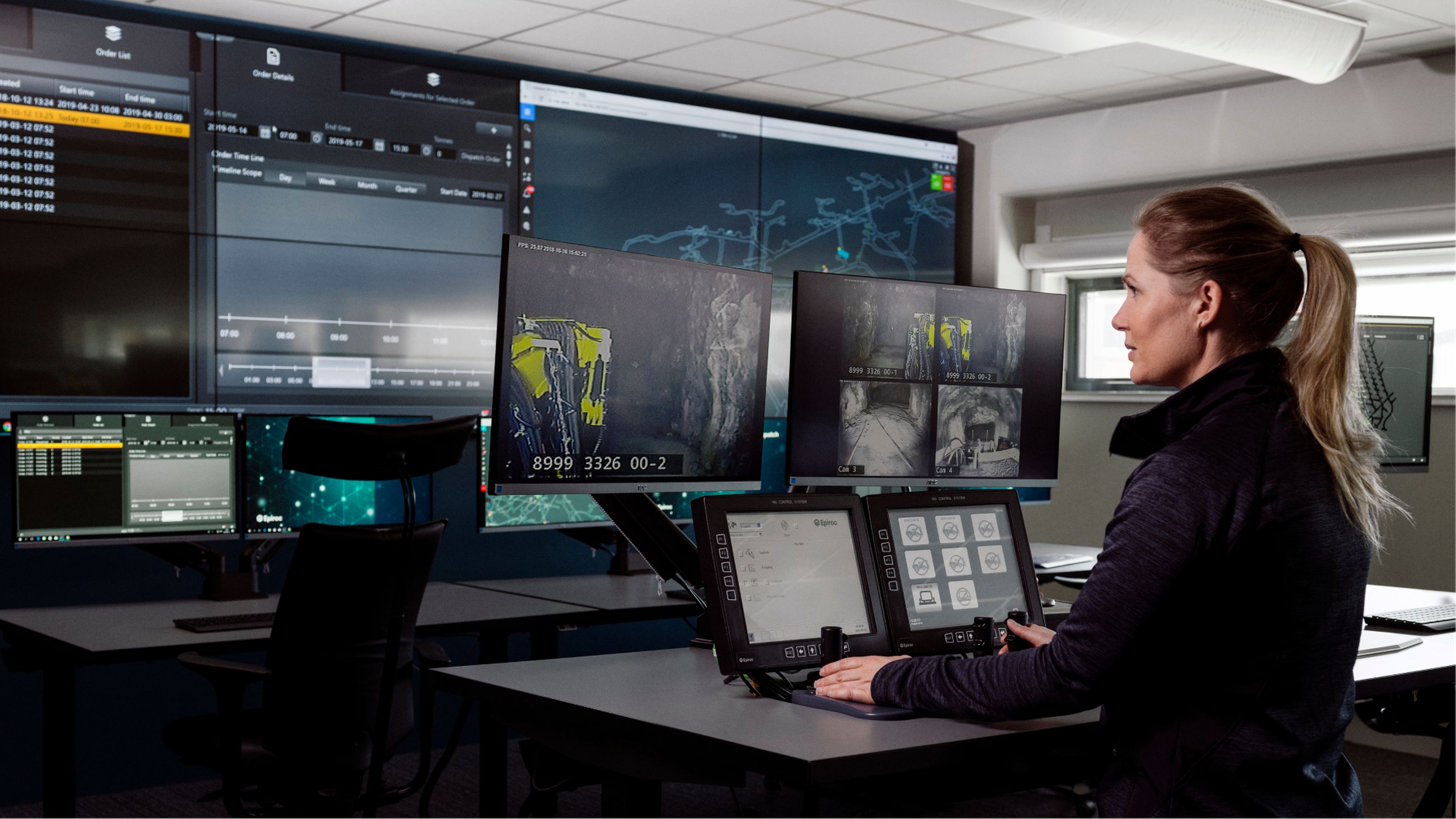 A control room overseeing Epiroc's automated production drilling operations