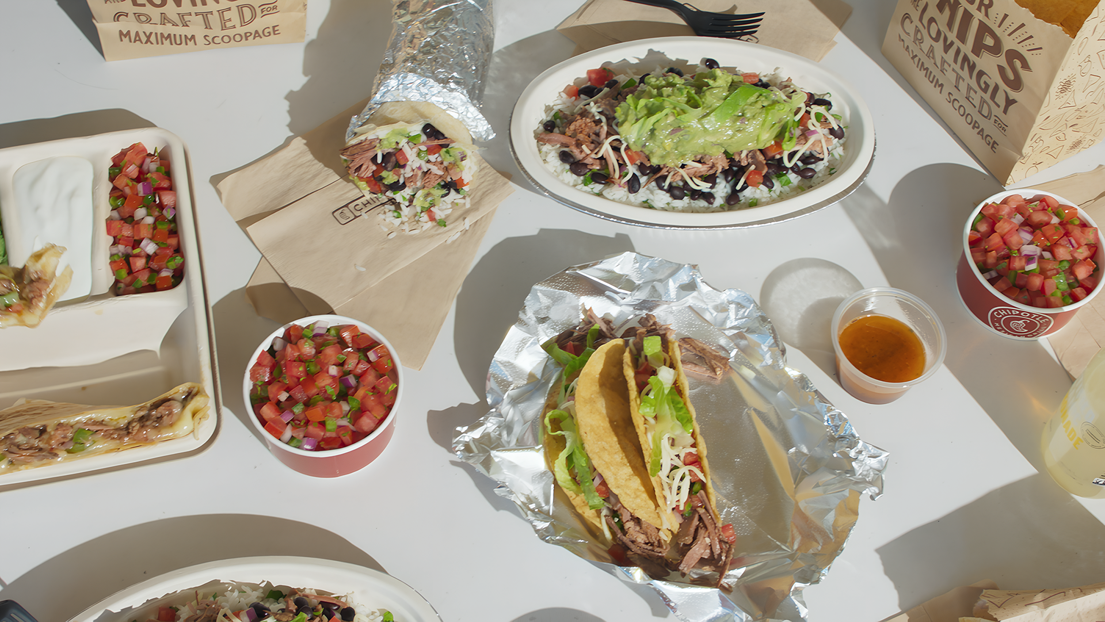 A selection from Chipotle's menu, built on fresh ingredients and customization