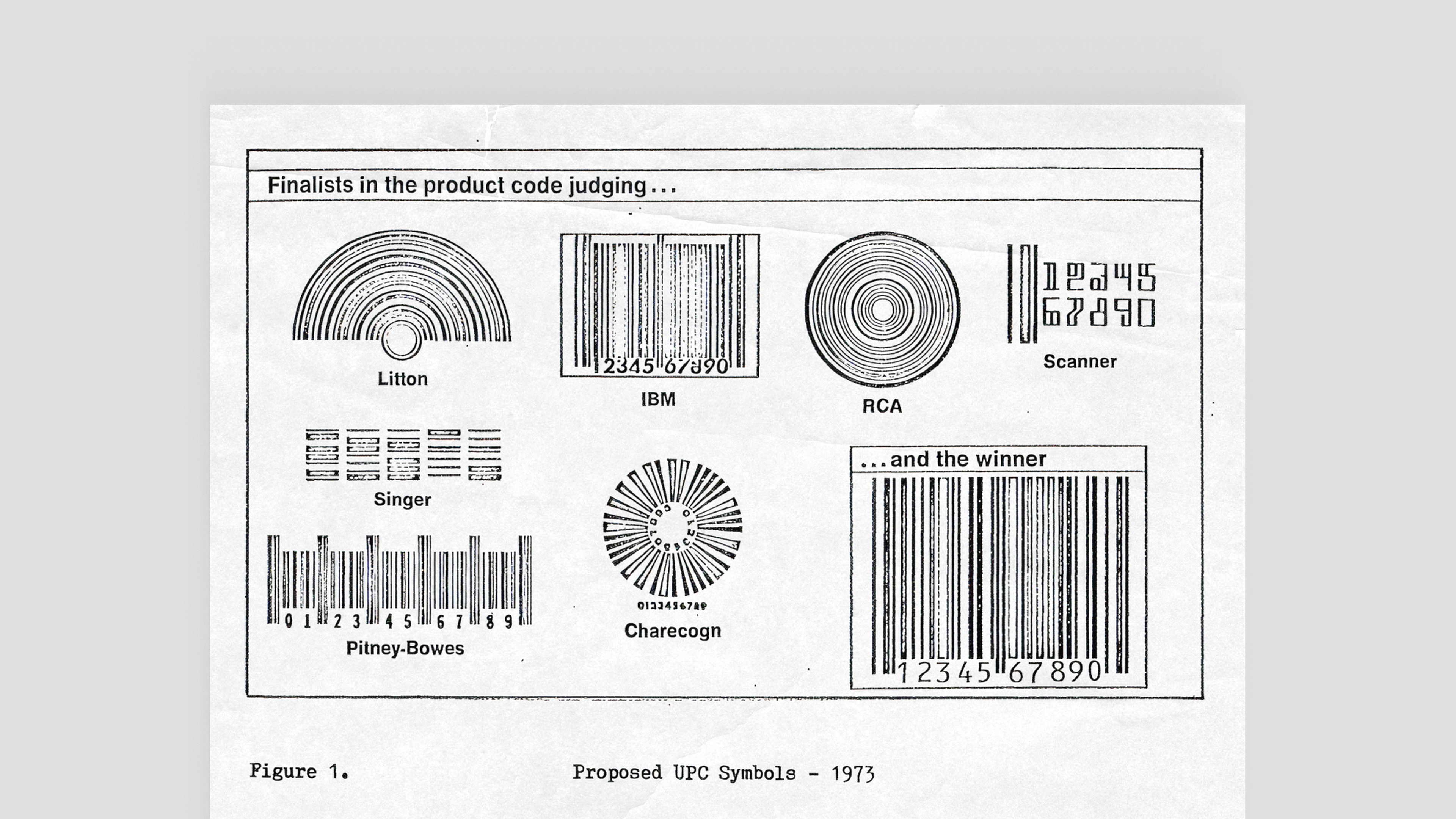 Some of the designs submitted to the Committee, including the winner from IBM