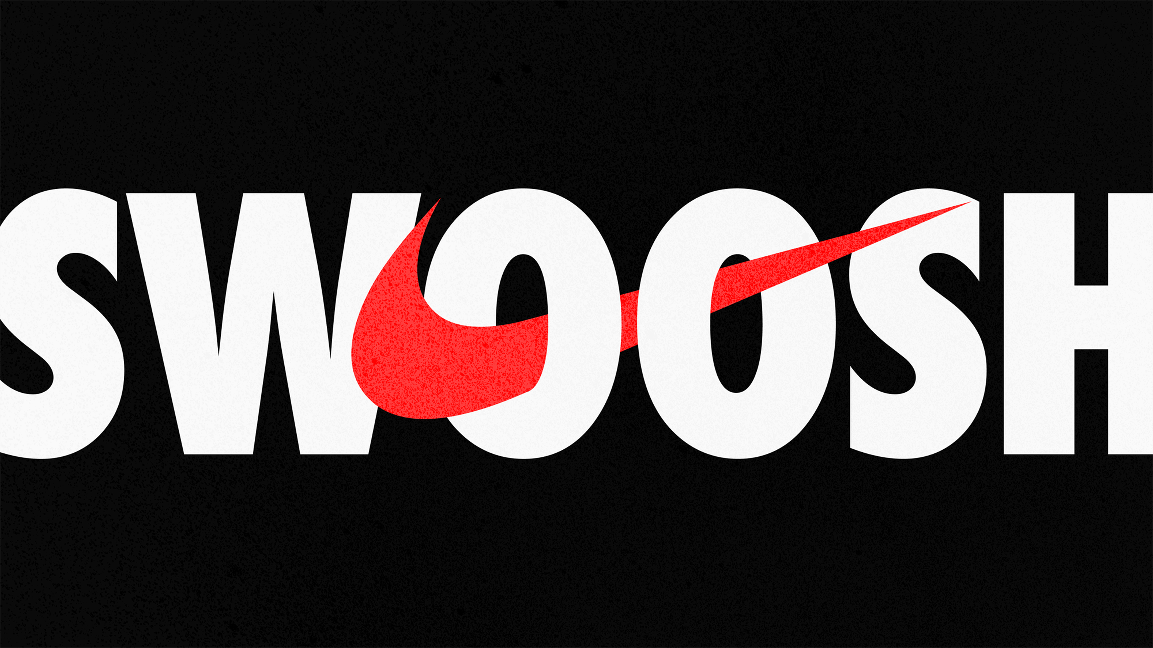 The famous swoosh logo through its wordmark