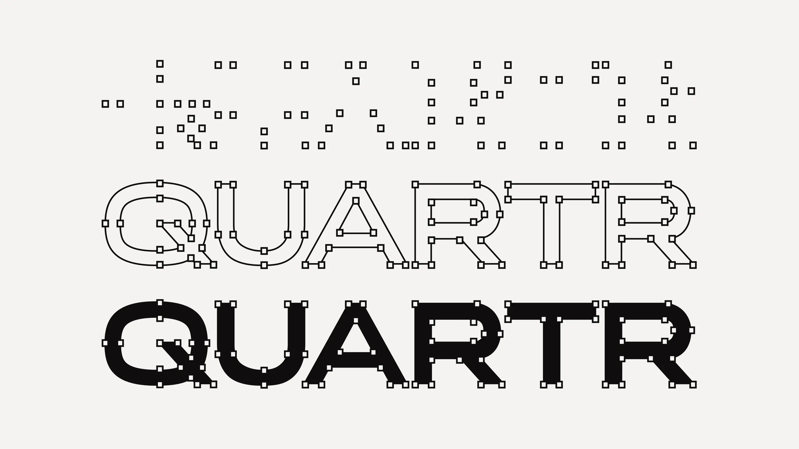 Quartr wordmark construction stages