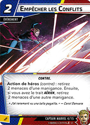 article marvel champion - carte "empêcher les conflits"