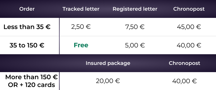 postage for card orders for the rest of the world + TOM + DOM