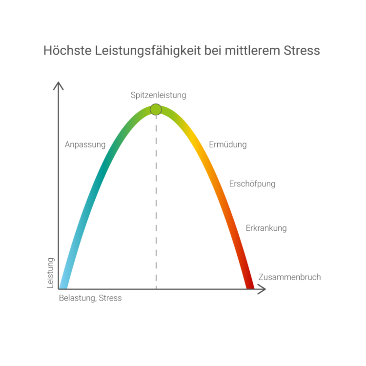 Diagramm zeigt den Zusammenhang zwischen Stress und Leistung