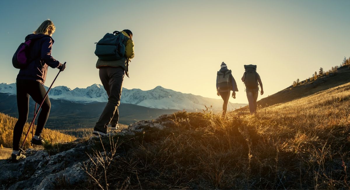 Wanderer auf einem Berg.