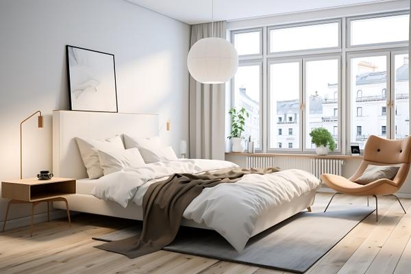Ein aufgeräumtes, freundliches Schlafzimmer