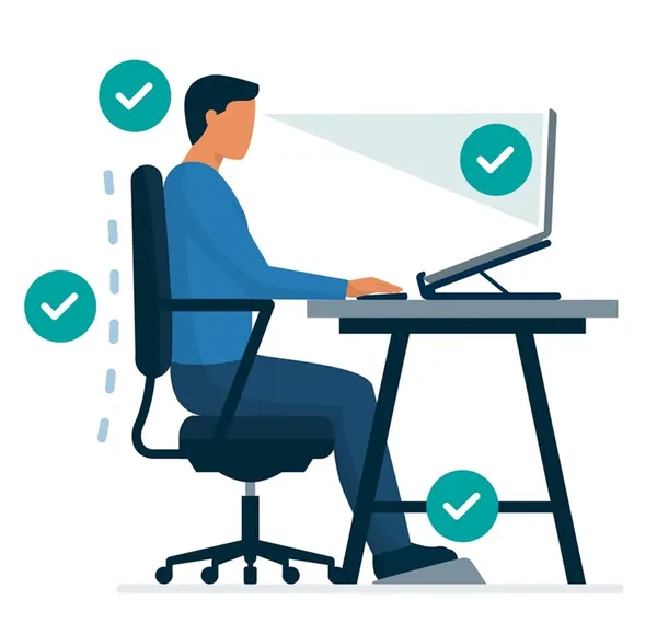 Abbildung eines ergonomischen Arbeitsplatzes