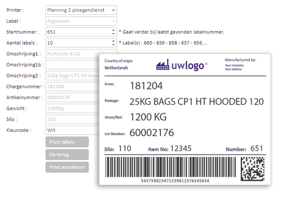 Barcode labeling-Label-management-MES-systeem-Productiesoftware