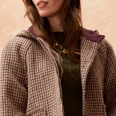 ジャケット・アウター Herlipto Hooded Tweed Down Jacket S Tweed down jacket White For Women | Maje