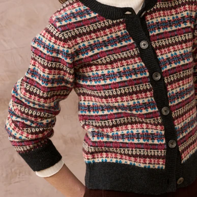 Black Merino Lambswool Fair Isle Cardigan | Knitwear | Brora