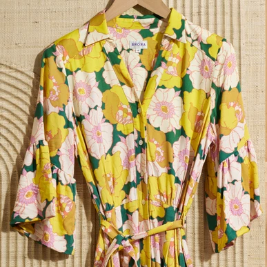 Yellow Liberty Print Shirt Dress | Women's Dresses | Brora Fashion