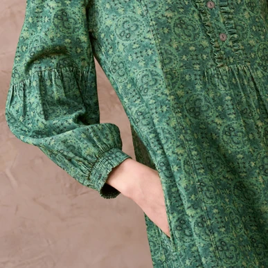 Women's Green Needlecord Circle Motif Dress | Brora Sale
