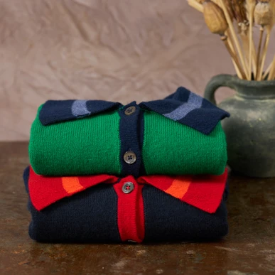 Supersoft Lambswool Cardigan in Lizard & Neptune | SKYE by Brora