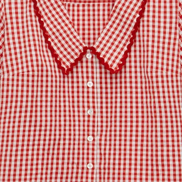 Gingham Red Pattern Print Women Off Shoulder Sweatshirt main image 1