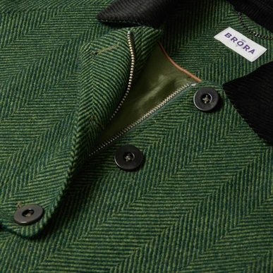 Herringbone Wool Jacket in Nettle | Brora Clearance