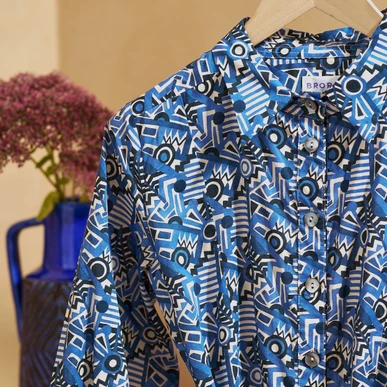 THE BRISK購入 LIBERTY Dress Blue Zigzag Liberty Print Shirt Dress | Women's Dresses