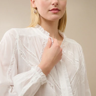 Organic Cotton Lace Smock Blouse | Brora Clearance
