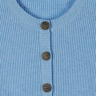 Bicolor Button Knit - ブルー Women's Roslin Scallop Knitted Jacket 100% Cotton in Blue Beaufort