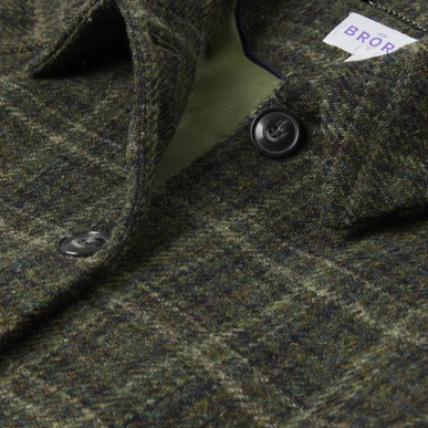 Harris Tweed Check Coat in Forest | Womenswear | Brora