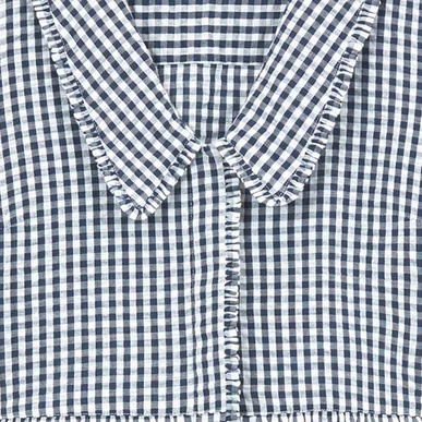 Navy Gingham Chelsea Collar Dress | Women's Dresses | Brora Fashion