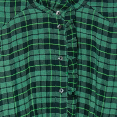 green checked shirt dress Unique Vintage Green Plaid Belted Cotton Shirt Dress main image 1