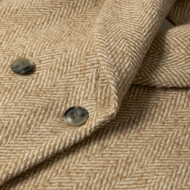 Herringbone Wool Swing Coat in Oatmeal | Brora Clearance