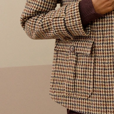 Harris Tweed Swing Jacket | Conker & Oatmeal | Brora Sale