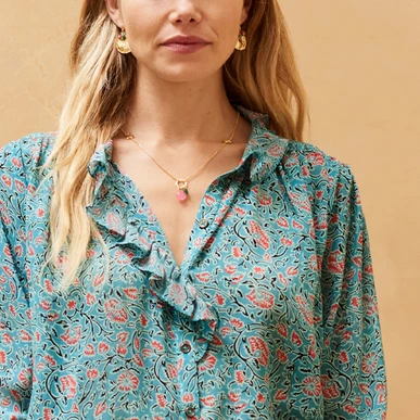 FORFORMO フォルフォルモ Frill Blouse ブルー38 Ruffle Collar Blouse | FORFORMO (Women