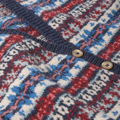 Wool Fair Isle Sleeveless Cardigan in Navy | Brora Clearance