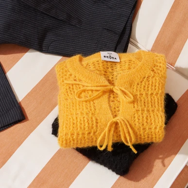 The Mohair Lace Knit Cardigan in Sunflower | Clearance Event | Brora