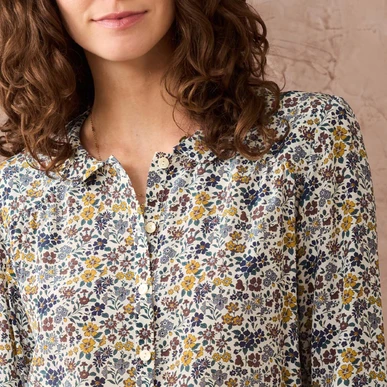 Liberty Print Silk Blouse in Autumn | Brora Sale