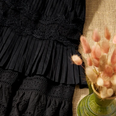 Black Pintuck & Lace Skirt | Women's Skirts | Brora Sale