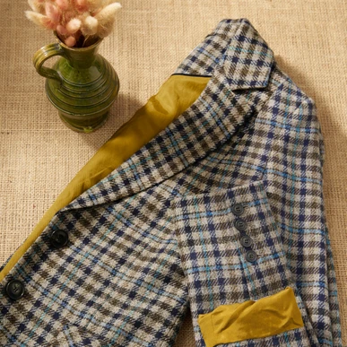 Check Wool Jacket in Ash & Navy | Women's Jackets | Brora