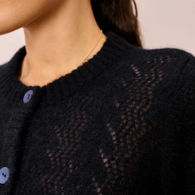 Alpaca Breton Stripe Cardigan in Ink & Biscuit | Brora Sale