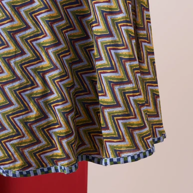 Ochre & Lilac Silk Cotton Zig Zag Wrap Skirt | Skirts | Brora