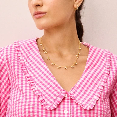 新品タグ付き！ロージーモンスターcrepe collar blouse Cotton Gingham Chelsea Collar Blouse in Peony | Womenswear