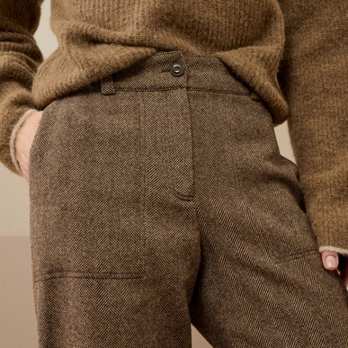 FERGUSON HERRINGBONE WOOL TROUSERS