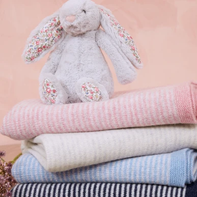 Pearl Winter White Cashmere Knitted Baby Blanket Brora