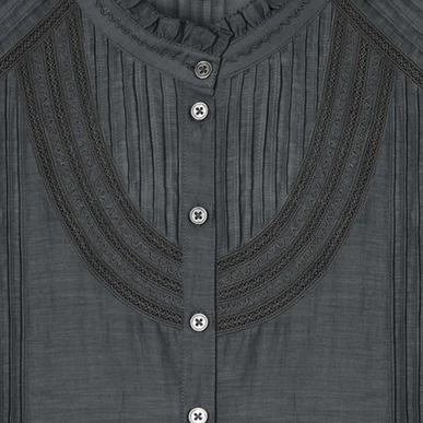 Black Silk Cotton Pintuck Blouse | Women's Blouses | Brora Sale