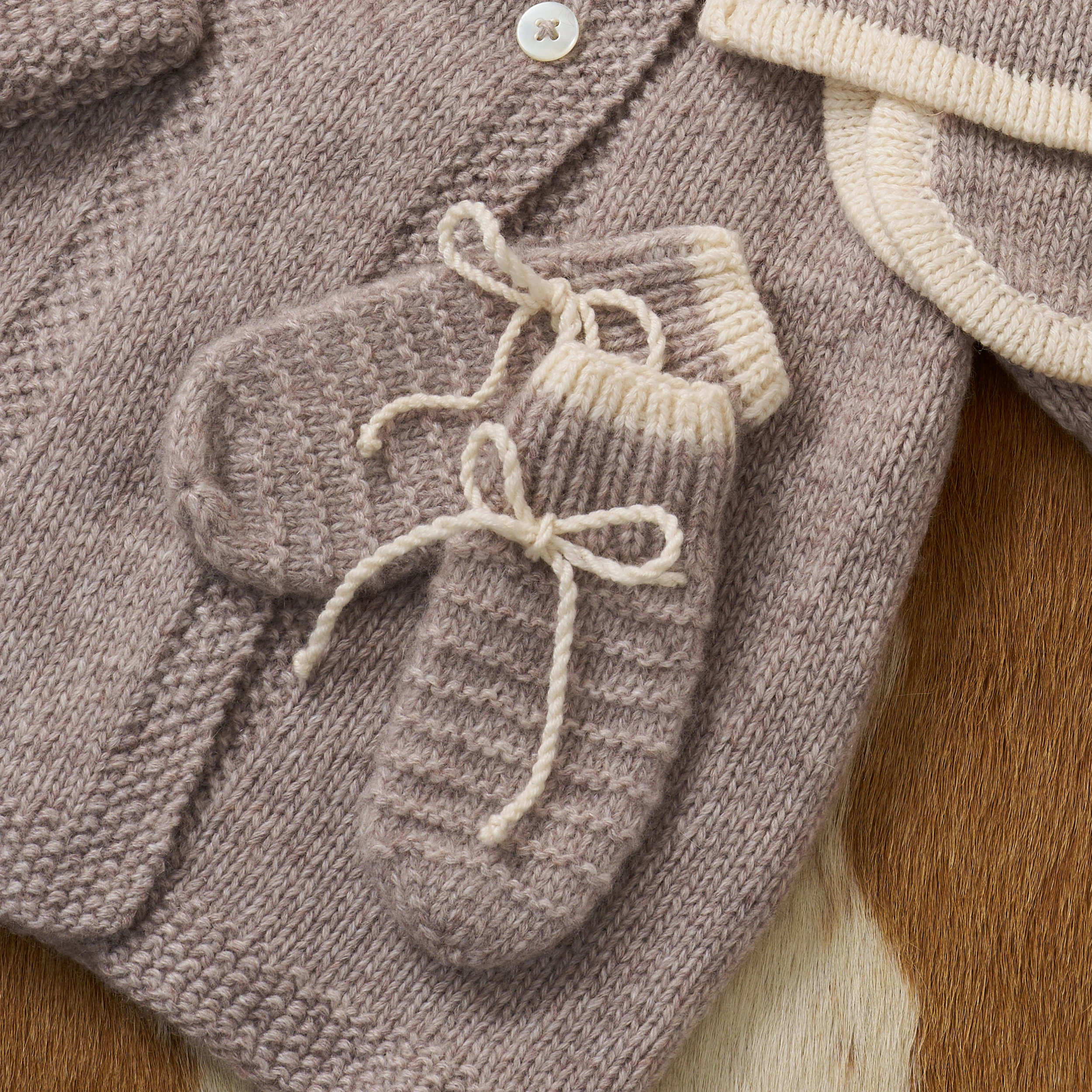 Babies' Scottish Cashmere Hand Knitted Mittens in Ash