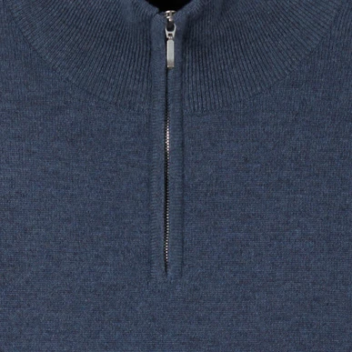 Navy Cashmere Zip Turtle Neck Jumper | Men's Jumpers | Brora