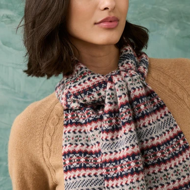 Cashmere Ditsy Fair Isle Scarf in Ash | Accessories | Brora