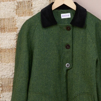 Herringbone Wool Jacket in Nettle | Brora Clearance
