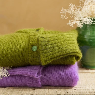 Mohair Cardigan in Purple | Womenswear | Brora