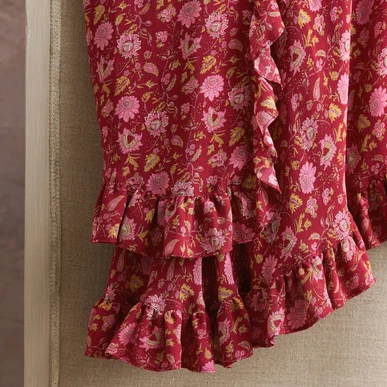 Red Silk Floral Block Maxi Skirt | Women's Skirts | Brora Sale